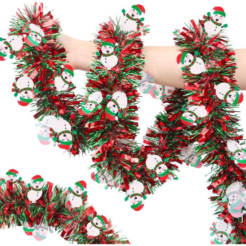 Tinsel Garland Decoration - 2M Czerwono-Zielona Girlanda Świąteczna z Ozdobami