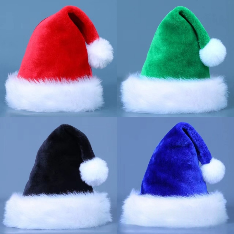 Santa Hat Plush - 1 szt. Pluszowa Czapka Świętego Mikołaja,