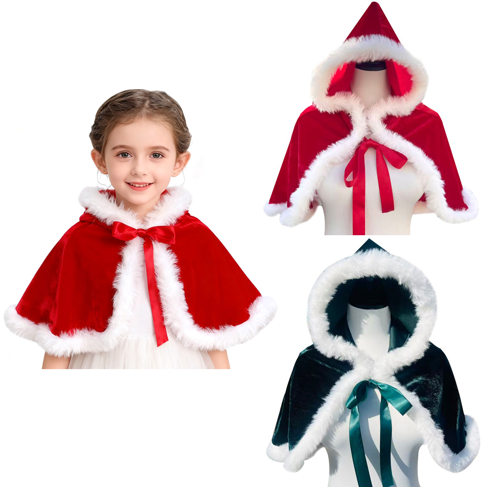 Elf Costume Christmas - Nowy świąteczny płaszcz z kapturem, szal,